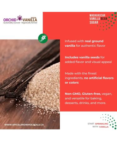 Madagascar Vanilla Bean Sugar Made With Real Vanilla Pods & Pure Cane Sugar (1/2 Pound) - Buy Online on GoSupps.com