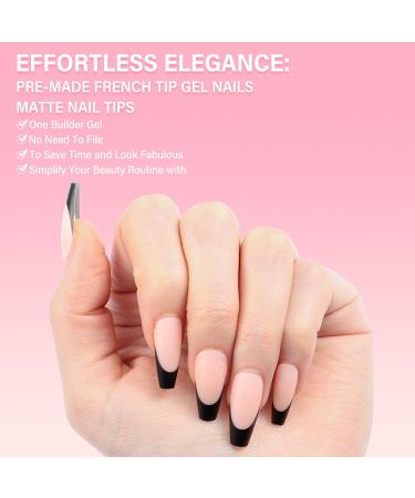 Shop 240PCS French Tips Gel x Nail Tips - Long Coffin Press On Nails in Black-Natural White | Pre-Applied Tip Primer & Base Coat for DIY Nail Extensions - Buy Online on GoSupps.com