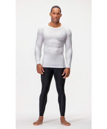 DEVOPS 3 Pack Men's Athletic Long Sleeve Compression Shirts - Large - White (3 Pack) - Gray Accent - Buy Online on GoSupps.com