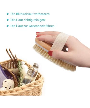 2-in-1 Bamboo Bathing Brush & Back Scrubber - Removable Wooden Handle + Pure Cleaner Sponge - Ideal for Dry Brushing - Buy Online on GoSupps.com