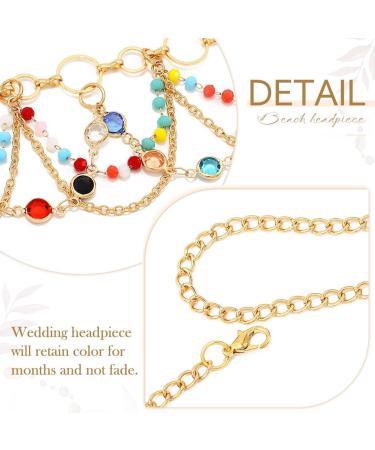 Zoestar Boho Head Chain Gold Crystal Headband Layered Tassel Bridal Headpiece Beads Festival Hair Accessories for Women and Girls - Buy Online on GoSupps.com