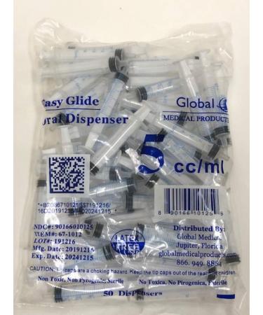 Easy Glide 5ml 5cc Oral Syringe Luer Slip Caps Included Great for Oral Medicine and Home Care 50 Count - Buy Online on GoSupps.com
