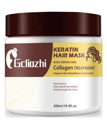 Collagen Hair treatment for Damaged Hair - 500ml Hair Collagen Mask Keratin Hair Mask Protein & Coconut Oil Deep Repair Conditioning Argan Oil Treatment for Curly or Straight Thin Fine Hair (500ml)