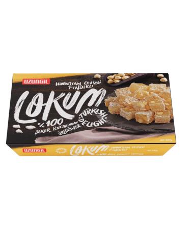 Uzungil Coconut Hazelnut Turkish Delight Elegant Gift Box Halal Vegan Lokum Fruit Flavors 13.41 oz 380g