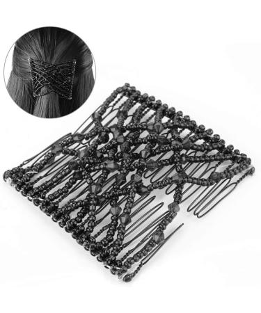 Magic Black Hair Combs Stretchable Beading Double Hair Slide Hair Accessories Double Hair Clip Hairpins Crystal Stretch Pearls Hair Suitable Women Girls Hair Beauty - Buy Online on GoSupps.com
