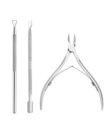 LIUJZZJ Cuticle Nippers with Cuticle Pusher Stainless Steel Cuticle Remover and Cutter Beauty Tool for Fingernails and Toenails