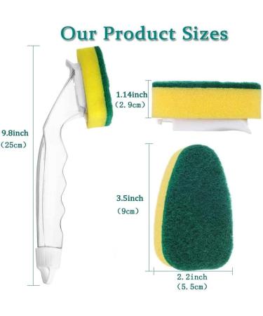 Tiabiaya 1 Dish Wand 7 Refill Replacement Sponge Heads Wand Clean Scrub Sponges for Kitchen Sink Bathroom Utensils - Buy Online on GoSupps.com