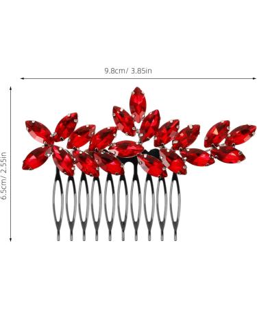NOLITOY Wedding Hair Side Comb Bride Crystal Headpiece Full Red Rhinestone Hair Side Comb Wedding Hair Accessories for Women and Girls Supplies - Buy Online on GoSupps.com