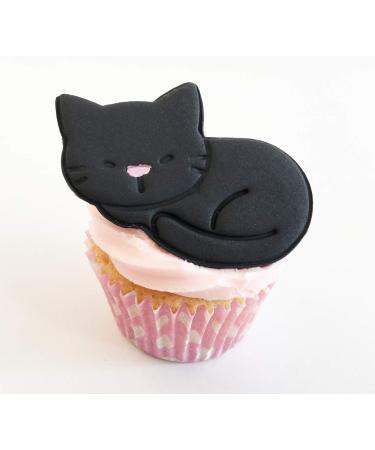 1 Large Sugar Lying Down 8cm x 5cm Black Cat Cake Decoration. Edible Unique and Made with Love in The UK! 1 Black Lying Down Cat