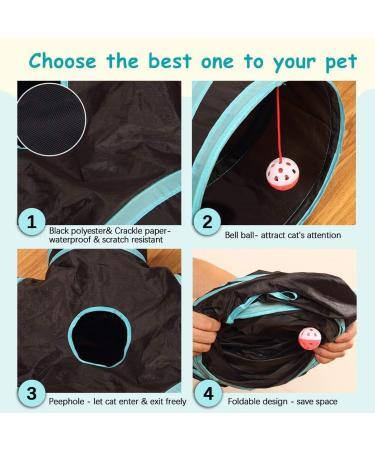 Cat Tunnel Large indoor outdoor Collapsible Pet Toy Crinkle Tunnel Tube with Storage Bag for Cat Dog Puppy Kitty Kitten Rabbit (5 way) - Buy Online on GoSupps.com