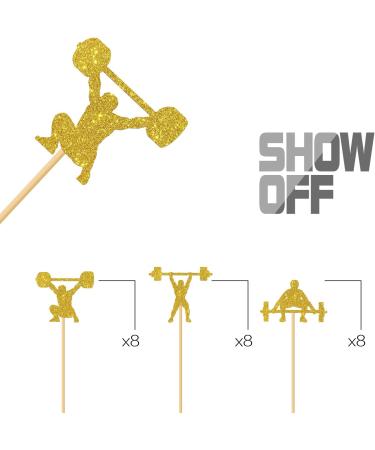 MonMon & Craft Weight Lifting Cupcake Toppers/Muscle Men Fitness Sport Theme Cupcake Decor/Health Fitness Party Fitness Instructor Birthday Party Cupcake Decorations - 24 Pcs Gold Glitter - Buy Online on GoSupps.com