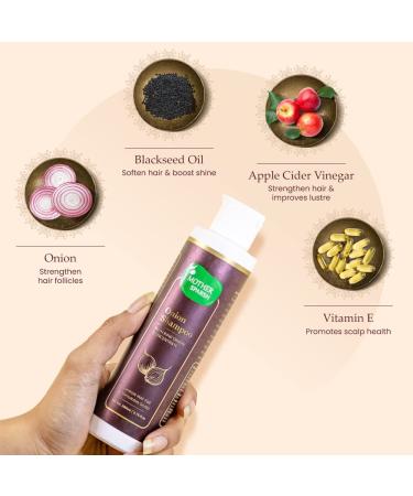 Onion Hair Shampoo with Raw Onion Concentrate & Blackseed Oil - 200ml | Strengthen & Nourish Hair | International Shipping - Buy Online on GoSupps.com