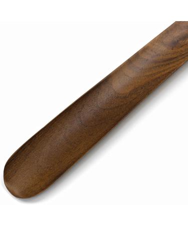 Brosisincorp 23.6 Long Handle Wooden Shoe Horn - Easy Wear Helper for Seniors, Women, Kids, Baby, and Elderly - Black Walnut with Hanging Rings - Buy Online on GoSupps.com