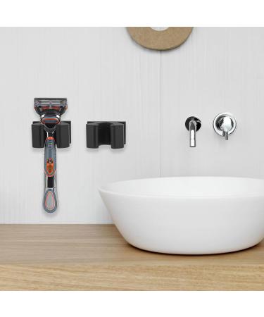 Linkidea Wall-Mounted Razor Holder - 2 Packs Self-Adhesive Bathroom Storage for Men - Practical Shaving Stand in Black - Buy Online on GoSupps.com
