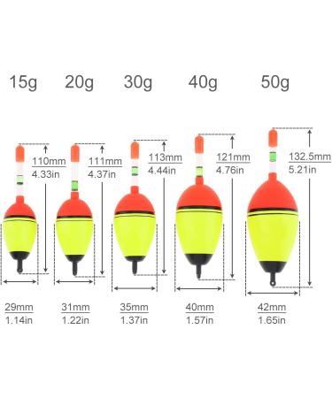 Origlam 5-Piece EVA Foam Fishing Bobber Set | 15g 20g 30g 40g 50g - Perfect for Crappie Pike Perch & Carp - Buy Online on GoSupps.com