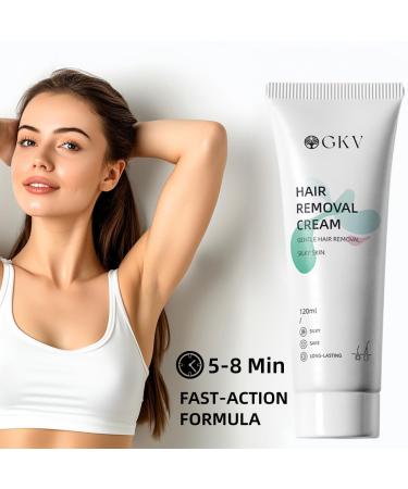 GKV Hair Removal Cream - Painless Depilatory Gel for Men & Women | Skin-Friendly Intimate Hair Removal | 4.06 Fl Oz - Buy Online on GoSupps.com