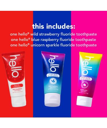 hello Variety (Unicorn Strawberry Dragon) Kids Toothpaste Bundle with Smiling Shark Fluoride Free Fruit Punch Toothpaste 4.2 Ounce - Buy Online on GoSupps.com