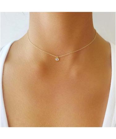 Boho Tiny Crystal Choker Necklace | Gold Clear Quartz Pendant & CZ | Minimalist Everyday Jewelry for Women & Girls | Perfect Wedding Gifts - Buy Online on GoSupps.com
