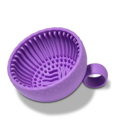 Makeup Brush Cleaner Bowl Makeup Brush Cleaner Mat Silicone Makeup Brush Cleaner Bowl Portable Cleaning with Makeup Brush Cleaning Easy Clean (Purple)