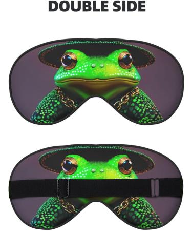 Cute Frog Print Eye Mask | Soft Sleeping Eye Cover for Travel & Naps | Unisex Black Eyeshade - Buy Online on GoSupps.com