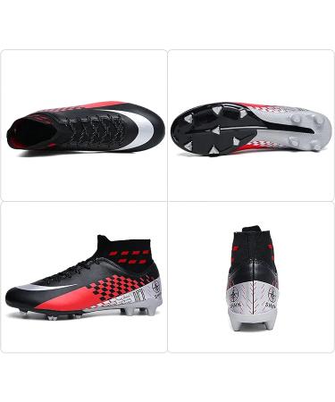 Qzzsmy Men's High-Top Soccer Cleats | Athletic Football Shoes for Outdoor & Indoor - Size 7.5 M1 (Black) - Buy Online on GoSupps.com