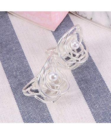 Lurrose 2pcs Pearls Hair Claw Clip - Small Metal Stylish Hair Barrettes for Women (Silver) - Buy Online on GoSupps.com