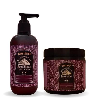 Black Canyon Simply Seductive Scented Body Lotion and Body Balm Set 12 Oz Lotion - 16 Oz Body Balm