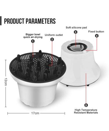 Universal Hair Diffuser Attachment for Curly, Wavy, Thick, and Natural Hair - Adjustable 1.4-2.6 inch Dryer Nozzle in White - Buy Online on GoSupps.com