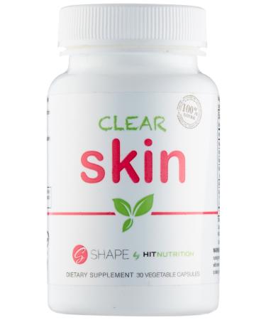 Clear Skin 100% Natural Product with Clinically Proven Kiwi Seed Extract and Ceramide-PCD for fighting Acne 30 Vegetable Caps