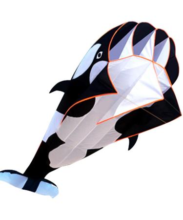 Hengda KITE-3D Kite for Kids & Adults, Huge Frameless Soft Parafoil Giant Black Dolphin Orcas Whale Breeze Kite