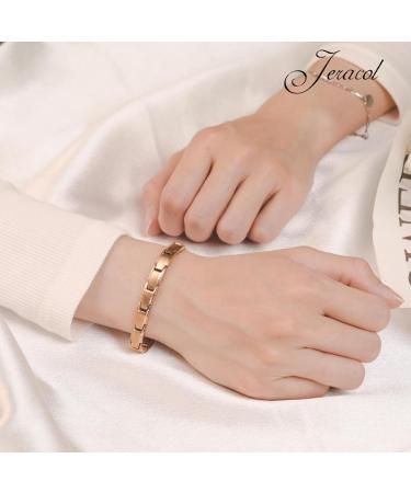 Jeracol Titanstahl Magnetic Arm Band for Women - 3500 Gauss Adjustable Bracelet with Gift Box | Stylish Magnetic Jewelry in Rose Gold - Buy Online on GoSupps.com