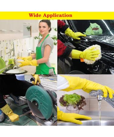 Yellow Waterproof Kitchen Cleaning Gloves - Oil-Resistant Rubber Glove (L) - Buy Online on GoSupps.com