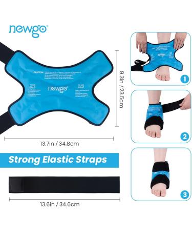 Newgo Fleece Ankle Cooling Pads & Cuff | Pain Relief for Injuries & Swelling | Ice Cold Ankle Cooling Belt & Socks in Light Blue - Buy Online on GoSupps.com