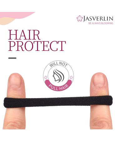 JASVERLIN White Cotton Hair Ties - 100 pcs Soft Ponytail Scrunchies for Women, No Damage Seamless Elastic Bands - Buy Online on GoSupps.com