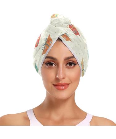 Colorful Polka Dot Gift Pattern Dry Hair Cap & Quick Drying Towel Set - Super Absorbent Soft Comfort - 2 Piece with Button Headband - Buy Online on GoSupps.com