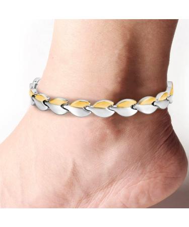 Magnetic Ankle Bracelets for Women - Pure Titanium Silver Fashion Anklet Jewelry 0029SW | International Shipping Available - Buy Online on GoSupps.com