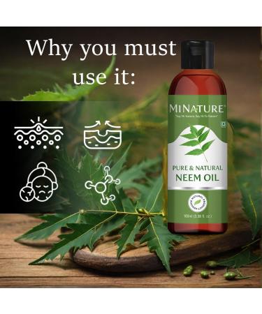 mi nature Neem Oil | Pure & Natural Neem Oil for Hair & Skin | Non-Sticky Massage Oil | 100ml | No Preservatives No Artificial Flavor - Buy Online on GoSupps.com