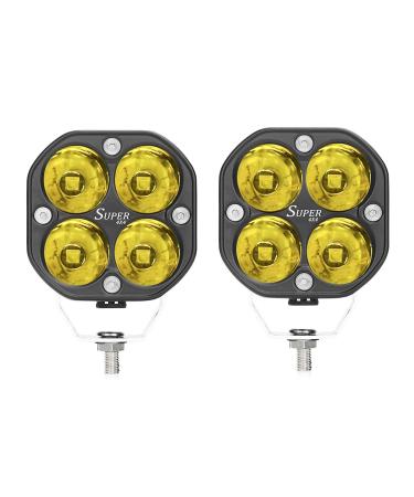 Yellow 3-Inch 40w Led Pods Fog Light Bar Spot Driving Lamp Cube for Off-Road Truck Marine Boat Pickup ATV UTV 4X4WD Forklift SUV Motorcycle 12V 24V Scooter Tractor RV Motor 80w Pair Amber Lamps 2pcs 40w spot Yellow lights