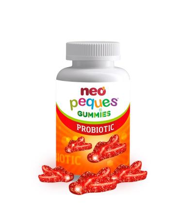NEO PEQUES - Gummies Probiotiques - 30 Bonbons M cher pour Enfants - Avec Probiotiques et Vitamines B - Saveur Fraise - Aide maintenir l' quilibre de la digestion et des d fenses du corps