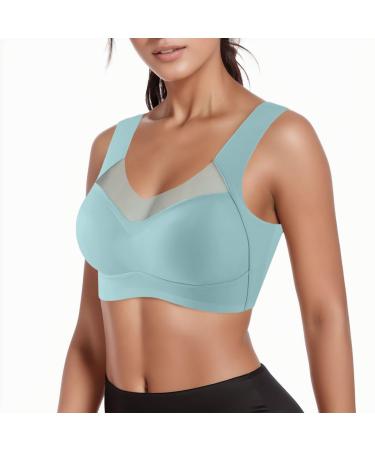 2024 Women's bras and tank top style comfortable and sexy sports event underwear without steel rings bras for women Blue XL