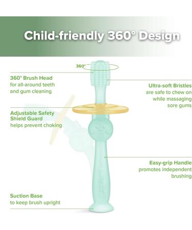 Haakaa Baby Toothbrush - 360 Food Grade Silicone Baby Toothbrush for 6M+ with Shield & Base Design (Blue) - International Shipping Available - Buy Online on GoSupps.com