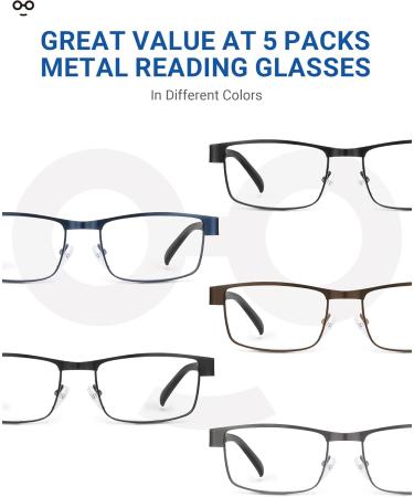 5PCS Reading Glasses for Men & Women - Blue Light Blocking Metal Thin Frame Readers (2.50x - Buy Online on GoSupps.com
