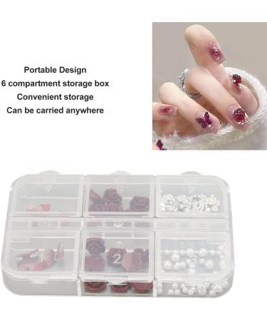 Nail Art Rhinestones Kit 3D Nail Art Charms Flower Butterfly Shape Vintage Portable Manicure Decorations with Rhinestones Artificial Pearls with Storage Organizer Box - Buy Online on GoSupps.com
