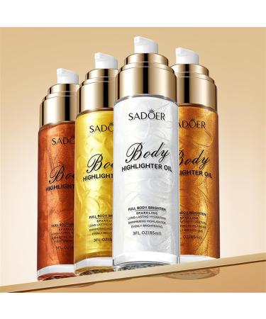 Shimmer Body Oil Plump Up The Bronze Body Shimmer Oil Waterproof Long Lasting Moisturizing Bronze Body Oil Face Body Shimmer Glow Illuminator Long Lasting Non-Sticky (03#) - Buy Online on GoSupps.com