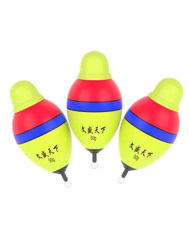 Kangdun 3 Pcs Color Change Alarm Lighted Bobbers for Night Fishing - Green Red LED Light Up Fishing Bobbers - 50g Fishing Foam Floats in 1 Pack for Day & Night Use