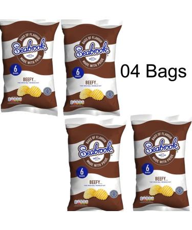 04 x Sea brook Beefy Flavour Crisps 6 x 25g - 24 Mini Bags | VIMIX - Buy Online on GoSupps.com