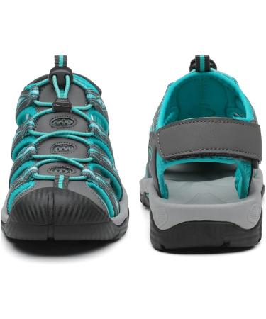 DANNTO Women's Sports Sandals - Closed Rubber Hiking & Trekking Sandals for Outdoor Summer Travel - EU Size 39 Gray Blue - Buy Online on GoSupps.com
