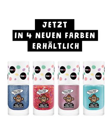 Minico Premium Kinder Nailack Glitter Blue - Removable Child-Friendly Vegan & Sustainable | Water-Based Dermatologically Tested - Buy Online on GoSupps.com