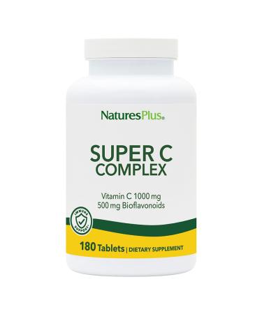 NaturesPlus Super C Complex - 1000 mg 180 Vegetarian Tablets - High Potency Vitamin C - Fast Acting - Gluten-Free - 180 Servings