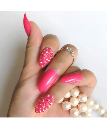 Hujl artificial nails red rose personalized full rhinestones ultra -thin high pressure fake heel nail black green artificial fake nail art decoration